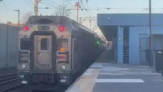 Two NJ Transit trains at Long Branch station 