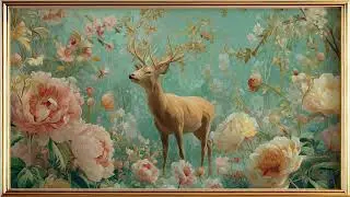 Floral Deer Fantasy &ndash; Serene Botanical Frame TV Art in 4K