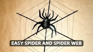 How to make an easy spider in a spider web with walnut shells, paper, cocktail sticks and thread.