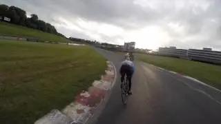 Trying to keep Up with Gold Olympic Track Cyclist Jason Kenny at Brands Hatch.