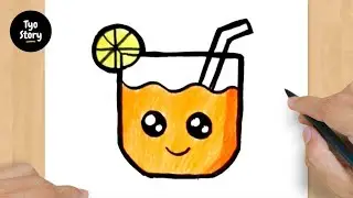 #341 How to Draw a Cute Orange Juice - Easy Drawing Tutorial