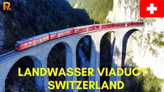 Aerial view Landwasser viaduct  (Landwasserviadukt) on Albula Railway - Switzerland