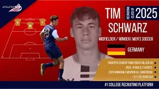Men's Soccer | Midfielder / Winger | Tim Schwarz, Germany | Highlights | Recruit 2025