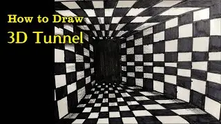 Easy 3D illusion Drawing Tutorial | How to draw 3D tunnel drawing step by step | Shylin&rsquo;s Sketchbook