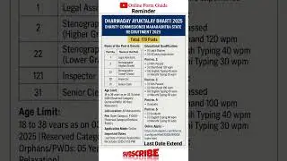 Dharmaday Ayukta Recruitment 2025 | Apply Online Form Now | Last Date Extended #shorts #job #govtjob