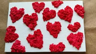 Tissue Texture Art| DIY| Wall decor| Red heart| valentine day Paper Art & Craft|canvas Texture Art