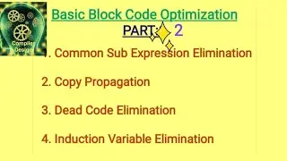 Basic Block Code Optimization ( Common Subexpression Elimination at Inter Basic Block Level)