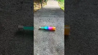 Rolling colorfull bottle on the stair 🌈👻 #asmr #crushingsoftthings #crushingcrunchythings