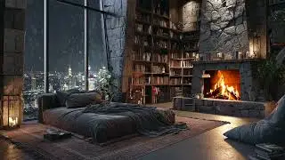 Soft Piano Winter Harmony | Snowy Ambience and Fireplace Warmth for Peaceful Moments