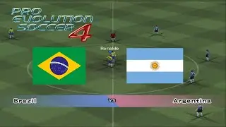 Pro Evolution Soccer 4: Brazil vs Argentina - PES 4 Gameplay