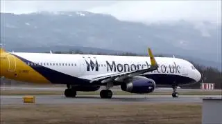 [HD] Monarch A321(SHARKLETS) landing, taxi & takeoff at Geneva/GVA/LSGG