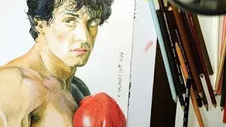 Drawing Rocky Balboa (Sylverster Stallone) - drawspeed. How to draw a color Rocky Balboa