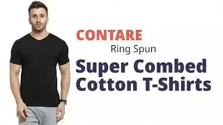 CONTARE&reg; Ring Spun Super Combed Casual Cotton Bio-Washed V Neck T-Shirt for Meas - 160 GSM