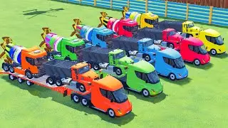 Garage with Colors - ALL MIXER TRUCK WITH FLATBED TRAILER TRUCK, MACK, DAF, TESLA - FS22
