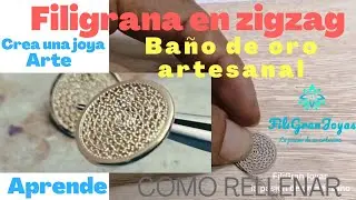 Filigrana en zigzag y aplicación del baño en oro artesanal #filigrana #bañoelectrolitico #bañodeoro