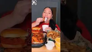 Claudia Devours Wingstop&rsquo;s Atomic Lemon Pepper Tenders, Fries &Spicy Burger#shorts#mukbang#trending