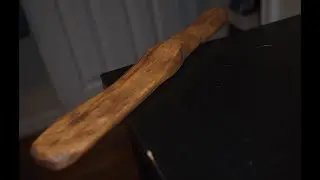 Making a wooden serving utensil.