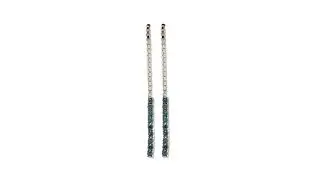 0.65ctw Colored Diamond Sterling Silver Line Earrings