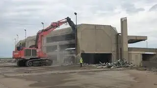 Kansas City International Airport Terminal A Demolition - The Claw Takes its First Bite