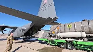 California Fires: C-130H Wyoming loads USFS MAFFS, 10JAN2025. No audio, so I added music.