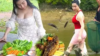Alida T&aacute;t Ao to Catch Snakehead Fish & Make Delicious Grilled Snakehead with Turmeric