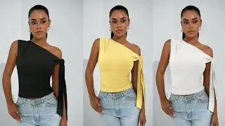 How to Cut and Sew this trendy knot asymmetric neckline Top