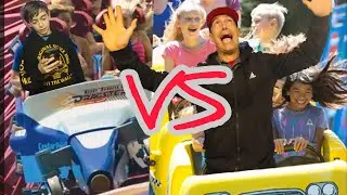 Roller coaster game show -- Dad Vs. Brother! #rollercoaster #challenge