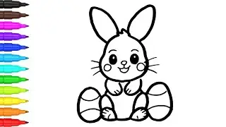 Cute Bunny with Eggs Drawing and Coloring for Kids | Bunny Drawing Step by Step | Easy Art Drawing 