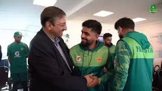 Chairman PCB Management Committee Mr Zaka Ashraf meets players at Pindi Cricket Stadium