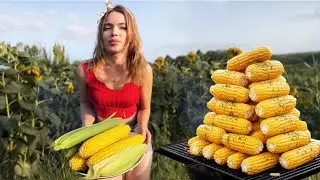 Evening Garden Walk & BBQ Corn, Tomatoes & Cucumbers at Sunset 🌽🍅🥒