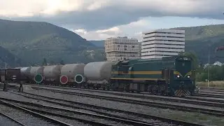 Freight train (SŽ 664 loco) at Nova Gorica station, Slovenia