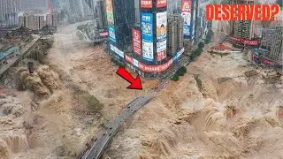 China in Chaos: Flash Floods Drown Guangzhou, Roads Washed Away, Millions Trapped Indoors