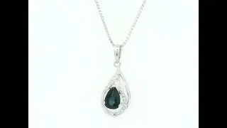 Blue Sapphire & Diamond Pendant Necklace in 18K White Gold