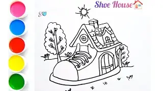 Learn to draw a Shoe House 🏠 in step by step #drawing #drawing4kids#house#howto draw