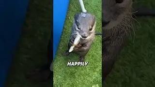 This Hungry Otter Tried to Swim||But the Pool Was Frozen Solid! 🦦❄️#shorts
