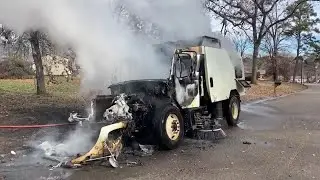 Longview street sweeper catches fire