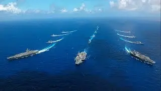 U.S. Navy Three Carrier Formation in Western Pacific Ocean | Three-Carrier Strike Force