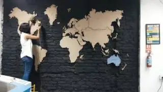 Leather world map wall art installation by khyati dodhia video