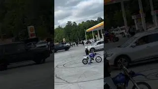 Cops run down on dirt bikes & atvs at gas station #bikelife #cops #goodjob