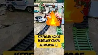 Drama Kereta Api CC205 Tabrakan Di Perlintasan Sampai Kebakaran 😭 - Mainan Kereta Api #keretaapi