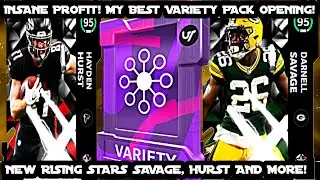 MY BEST VARIETY PACK OPENING YET! INSANE PROFIT! NEW RISING STARS SAVAGE, HURST AND MORE! MADDEN 21