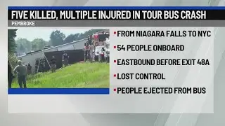 Five killed, multiple injured in tour bus crash