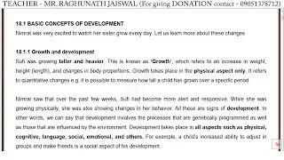 Basic concepts of development | विकास की मूल अवधारणाएँ | Home Science | गृह विज्ञान