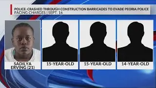 4 arrested after crashing through barricades, fleeing police on foot in Peoria
