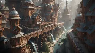part 2, time line evolution wood-punk city civilization, full HD video