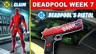 Fortnite Deadpool Week 7 Challenges! Find Deadpool's 2 Pistols, Enter a Phone Booth or Portapotty