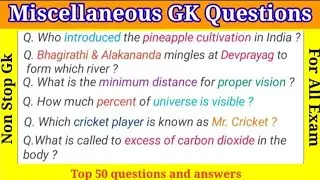 Top 50 Miscellaneous Gk questions and answers !! Miscellaneous Gk