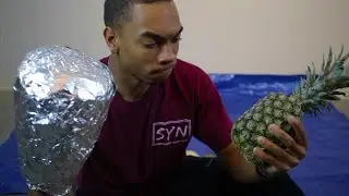 Giant Metal Fist VS. Fruit (200+ layers of Foil)