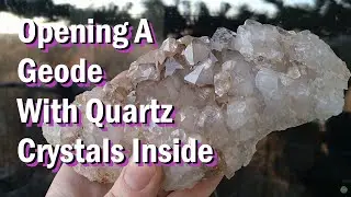 Openen van grote kwarts geode in Duitsland