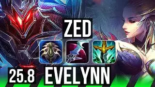 ZED vs EVELYNN (JGL) | Rank 10 Zed | TR Challenger | 25.8